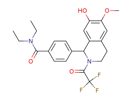 Molecular Structure of 857252-49-4 (N,N-diethyl-4-[7-hydroxy-6-methoxy-2-(trifluoroacetyl)-1,2,3,4-tetrahydroisoquinolin-1-yl]benzamide)