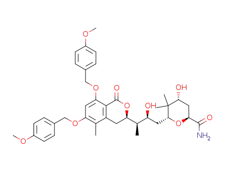 (2S,4R,6R)-6-{(2S,3R)-3-[(R)-6,8-Bis-(4-methoxy-benzyloxy)-5-methyl-1-oxo-isochroman-3-yl]-2-hydroxy-butyl}-4-hydroxy-5,5-dimethyl-tetrahydro-pyran-2-carboxylic acid amide