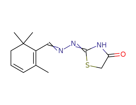 2-(2-((2,6,6-trimethylcyclohexa-1,3-dienyl)methylene)hydrazono)thiazolidin-4-one