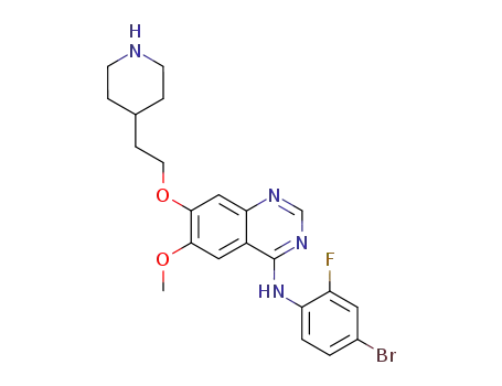 Molecular Structure of 413599-48-1 (4-Quinazolinamine,
N-(4-bromo-2-fluorophenyl)-6-methoxy-7-[2-(4-piperidinyl)ethoxy]-)