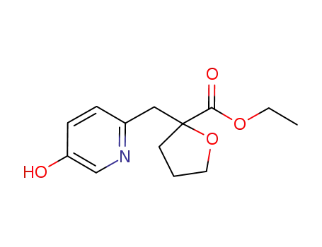 Molecular Structure of 784149-60-6 (2-Furancarboxylic acid, tetrahydro-2-[(5-hydroxy-2-pyridinyl)methyl]-,
ethyl ester)
