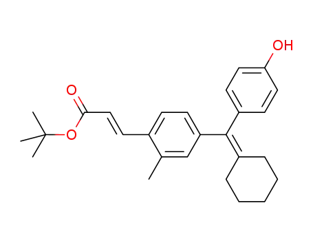 Molecular Structure of 843661-64-3 (2-Propenoic acid,
3-[4-[cyclohexylidene(4-hydroxyphenyl)methyl]-2-methylphenyl]-,
1,1-dimethylethyl ester, (2E)-)