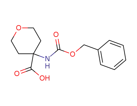 Molecular Structure of 138402-13-8 (4-{[(benzyloxy)carbonyl]amino}tetrahydro-2H-pyran-4-carboxylic acid)