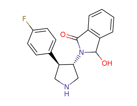 Molecular Structure of 1238305-50-4 (2-[(3S,4R)-4-(4-fluorophenyl)pyrrolidin-3-yl]-3-hydroxy-2,3-dihydroisoindol-1-one)