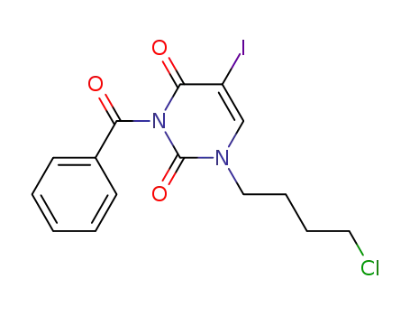 Molecular Structure of 952402-43-6 (3-benzoyl-1-(4-chloro-butyl)-5-iodo-1H-pyrimidine-2,4-dione)