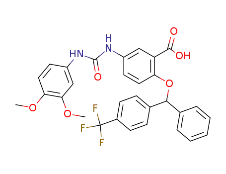 5-({[(3,4-dimethoxyphenyl)amino]carbonyl}amino)-2-{phenyl[4-(trifluoromethyl)phenyl]methoxy}benzoic acid