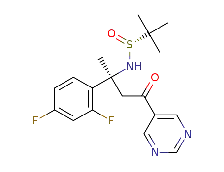 Molecular Structure of 1616100-96-9 ((R)-N-((S)-2-(2,4-difluorophenyl)-4-oxo-4-(pyrimidin-5-yl)-butan-2-yl)-2-methylpropane-2-sulfinamide)