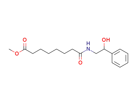Molecular Structure of 406726-57-6 (7-(2-hydroxy-2-phenyl-ethylcarbamoyl)-heptanoic acid methyl ester)