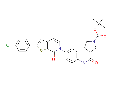 (+/-)-3-{4-[2-(4-chloro-phenyl)-7-oxo-7H-thieno[2,3-c]pyridin-6-yl]-phenylcarbamoyl}-pyrrolidine-1-carboxylic acid tert-butyl ester