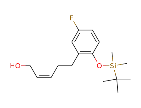 Molecular Structure of 783332-59-2 ((Z)-5-[2-(tert-butyldimethylsiloxy)-5-fluorophenyl]-pent-2-en-1-ol)