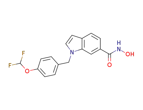 Molecular Structure of 950762-94-4 (1-(4-difluoromethoxy-phenylmethyl)-1H-indole-6-carboxylic acid hydroxyamide)