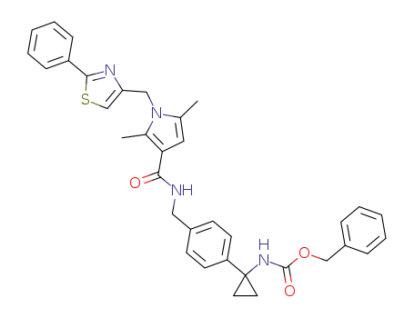 {1-[4-({[2,5-dimethyl-1-(2-phenylthiazol-4-ylmethyl)-1H-pyrrole-3-carbonyl]amino}methyl)phenyl]cyclopropyl}carbamic acid benzyl ester