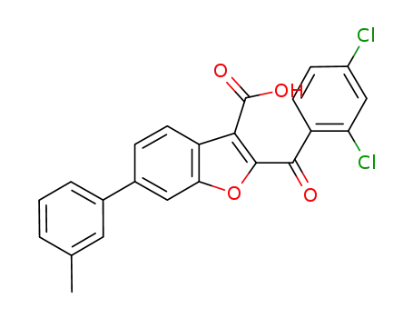 Molecular Structure of 843646-50-4 (3-Benzofurancarboxylic acid,
2-(2,4-dichlorobenzoyl)-6-(3-methylphenyl)-)
