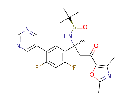 (R)-N-((S)-2-(2,4-difluoro-5-(pyrimidin-5-yl)phenyl)-4-(2,4-dimethyloxazol-5-yl)-4-oxobutan-2-yl)-2-methylpropane-2-sulfinamide