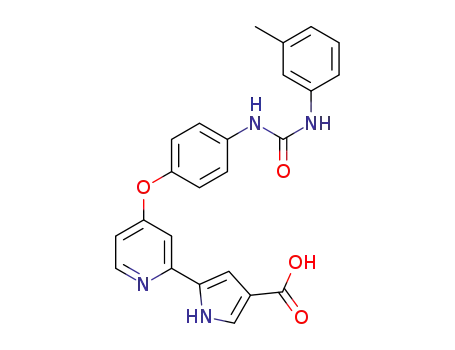 Molecular Structure of 1268621-10-8 (5-{4-[4-({[(3-methylphenyl)amino]carbonyl}amino)phenoxy]pyridin-2-yl}-1H-pyrrole-3-carboxylic acid)