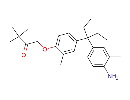 Molecular Structure of 853404-33-8 (1-{4-[3-(4-amino-3-methylphenyl)pentan-3-yl]-2-methylphenoxy}-3,3-dimethylbutan-2-one)
