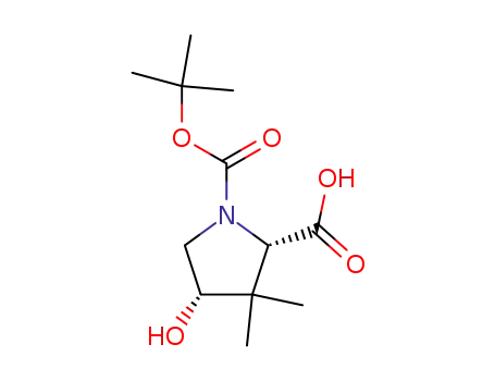 Molecular Structure of 174060-99-2 ((2S,4S)-N-Boc-4-hydroxy-3,3-dimethylpyrrolidine-2-carboxylic acid)