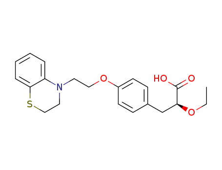 Molecular Structure of 223607-27-0 ((-)-3-[4-[2-(2,3-dihydro-1,4-benzothiazin-4-yl)ethoxy]phenyl]-2-ethoxypropanoic acid)