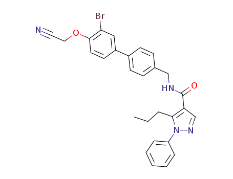Molecular Structure of 848853-38-3 (N-{[3'-bromo-4'-(cyanomethoxy)[1,1'-biphenyl]-4-yl]methyl}-1-phenyl-5-propyl-1H-pyrazole-4-carboxamide)