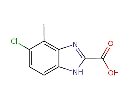 Molecular Structure of 827042-59-1 (1H-Benzimidazole-2-carboxylic acid, 5-chloro-4-methyl-)