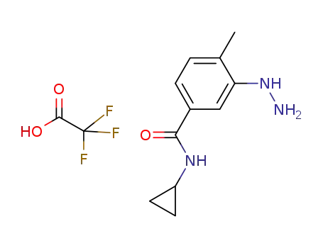 Molecular Structure of 836684-56-1 (N-cyclopropyl-3-hydrazino-4-methyl-benzamide trifluoroacetic acid salt)