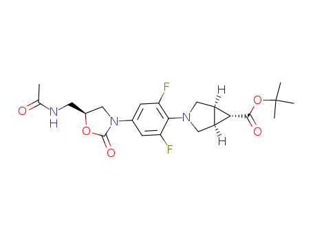 Molecular Structure of 681424-86-2 ((S)-(1α,5α,6α)-3-{4-[5-(acetylaminomethyl)-2-oxooxazolidin-3-yl]-2,6-difluorophenyl}-3-azabicyclo[3.1.0]hexane-6-carboxylic acid tert-butyl ester)