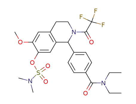 Molecular Structure of 857252-50-7 (1-{4-[(diethylamino)carbonyl]phenyl}-6-methoxy-2-(trifluoroacetyl)-1,2,3,4-tetrahydroisoquinolin-7-yl dimethylsulfamate)