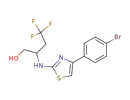 Molecular Structure of 1007583-27-8 (2-{[4-(4-bromophenyl)-1,3-thiazol-2-yl]amino}-4,4,4-trifluorobutan-1-ol)