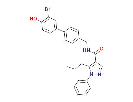 Molecular Structure of 848853-37-2 (N-[(3'-bromo-4'-hydroxy[1,1'-biphenyl]-4-yl)methyl]-1-phenyl-5-propyl-1H-pyrazole-4-carboxamide)