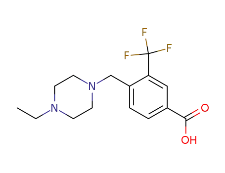 Molecular Structure of 887565-40-4 (Benzoic acid, 4-[(4-ethyl-1-piperazinyl)methyl]-3-(trifluoromethyl)-)