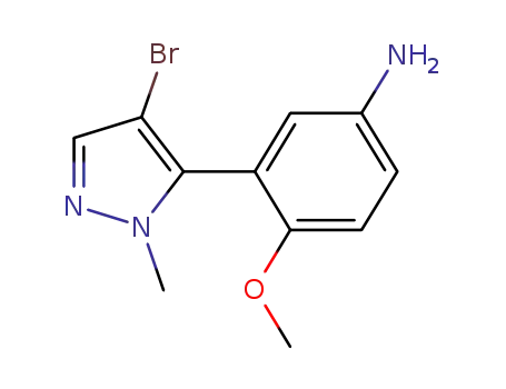 Molecular Structure of 720702-45-4 (Benzenamine, 3-(4-bromo-1-methyl-1H-pyrazol-5-yl)-4-methoxy-)