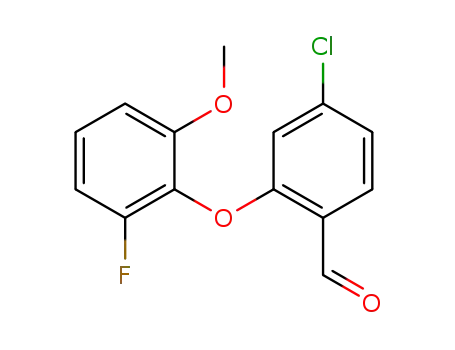 Molecular Structure of 1008562-79-5 (4-chloro-2-(2-fluoro-6-methoxy-phenoxy)-benzaldehyde)