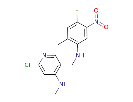 Molecular Structure of 1011464-19-9 (2-chloro-5-((4-fluoro-2-methyl-5-nitrophenylamino)methyl)-N-methylpyridin-4-amine)