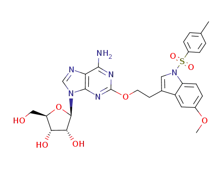 Molecular Structure of 936252-90-3 (2-(3''-(5''-methoxy-1''-(p-toluenesulfonyl)indolyl)ethyloxy)adenosine)