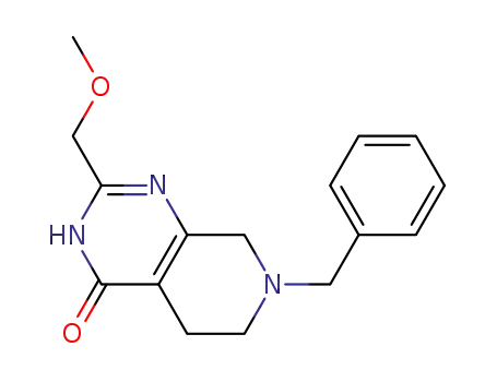 Molecular Structure of 859825-10-8 (7-benzyl-5,6,7,8-tetrahydro-2-(methoxymethyl)pyrido[3,4-d]pyrimidin-4(3H)-one)