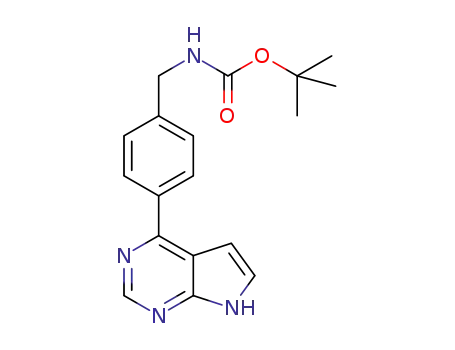 Molecular Structure of 1607005-55-9 ([4-(7H-pyrrolo[2,3-d]pyrimidin-4-yl)-benzyl]-carbamic acid tert-butyl ester)