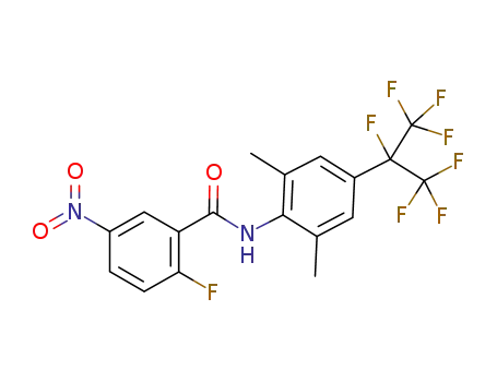 Molecular Structure of 1000621-30-6 (N-[2,6-dimethyl-4-(1,2,2,2-tetrafluoro-1-trifluoromethyl-ethyl)-phenyl]-2-fluoro-5-nitro-benzamide)