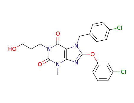 8-(3-クロロフェノキシ)-7-[(4-クロロフェニル)メチル]-1-(3-ヒドロキシプロピル)-3-メチルプリン-2,6-ジオン