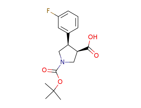 Molecular Structure of 939757-99-0 (4-(3'-FLUORO)PHENYL-3-CARBOXY-1-BOC-PYRROLIDINE)