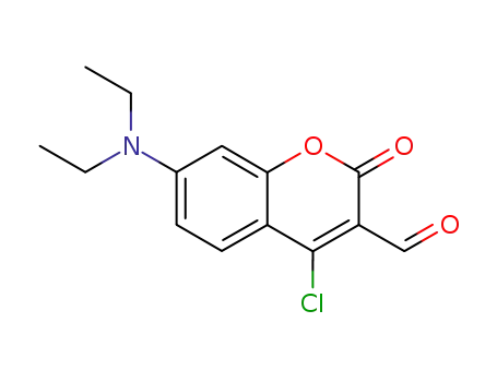 Molecular Structure of 136918-66-6 (2H-1-Benzopyran-3-carboxaldehyde, 4-chloro-7-(diethylamino)-2-oxo-)