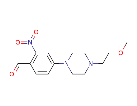 Molecular Structure of 904896-22-6 (Benzaldehyde, 4-[4-(2-methoxyethyl)-1-piperazinyl]-2-nitro-)