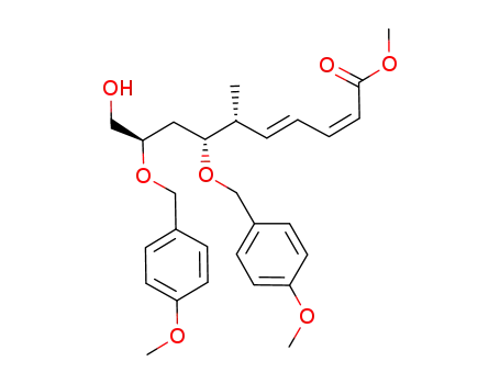 Molecular Structure of 672296-61-6 (2,4-Decadienoic acid,
10-hydroxy-7,9-bis[(4-methoxyphenyl)methoxy]-6-methyl-, methyl ester,
(2Z,4E,6R,7R,9R)-)
