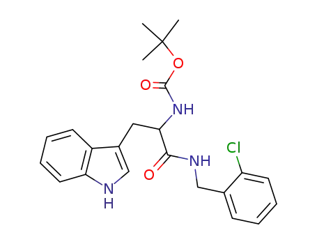 Molecular Structure of 183008-66-4 (Carbamic acid,
[2-[[(2-chlorophenyl)methyl]amino]-1-(1H-indol-3-ylmethyl)-2-oxoethyl]-,
1,1-dimethylethyl ester)
