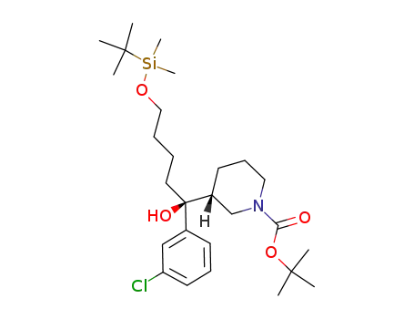 (R)-tert-butyl 3-((S)-5-(tert-butyldimethylsilyloxy)-1-(3-chlorophenyl)-1-hydroxypentyl)piperidine-1-carboxylate