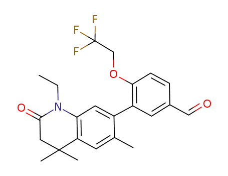 Molecular Structure of 932367-97-0 (3-(1-Ethyl-4,4,6-trimethyl-2-oxo-1,2,3,4-tetrahydro-quinolin-7-yl)-4-(2,2,2-trifluoro-ethoxy)-benzaldehyde)