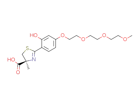 Molecular Structure of 887471-62-7 (4-Thiazolecarboxylic acid,
4,5-dihydro-2-[2-hydroxy-4-[2-[2-(2-methoxyethoxy)ethoxy]ethoxy]phenyl
]-4-methyl-, (4S)-)