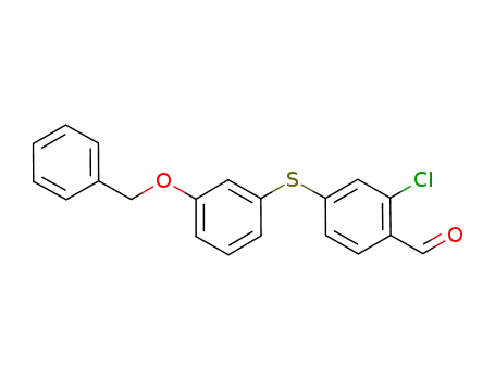 Molecular Structure of 883718-60-3 (4-((3-(benzyloxy)phenyl)thio)-2-chlorobenzaldehyde)