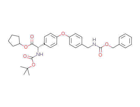 Molecular Structure of 914452-62-3 ({4-[4-(benzyloxycarbonylamino-methyl)-phenoxy]-phenyl}-(S)-tert-butoxycarbonylamino-acetic acid cyclopentyl ester)