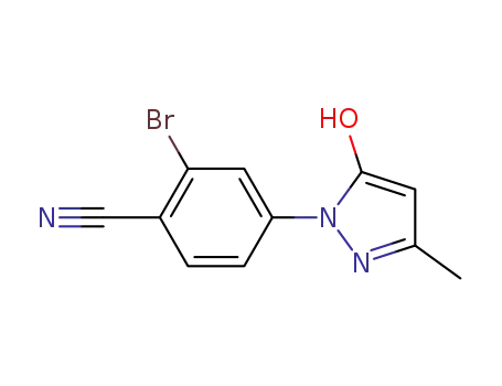 Molecular Structure of 1008520-71-5 (2-Bromo-4-(5-hydroxy-3-methyl-pyrazol-1-yl)-benzonitrile)