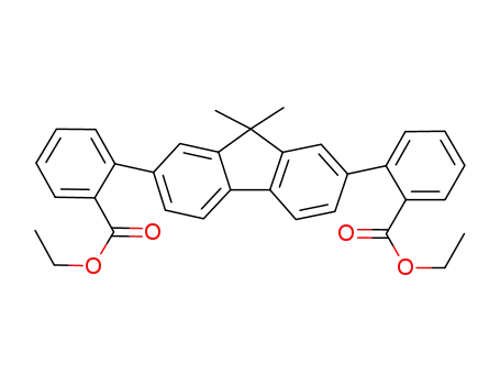 Molecular Structure of 910893-50-4 (Benzoic acid, 2,2'-(9,9-dimethyl-9H-fluorene-2,7-diyl)bis-, diethyl ester)